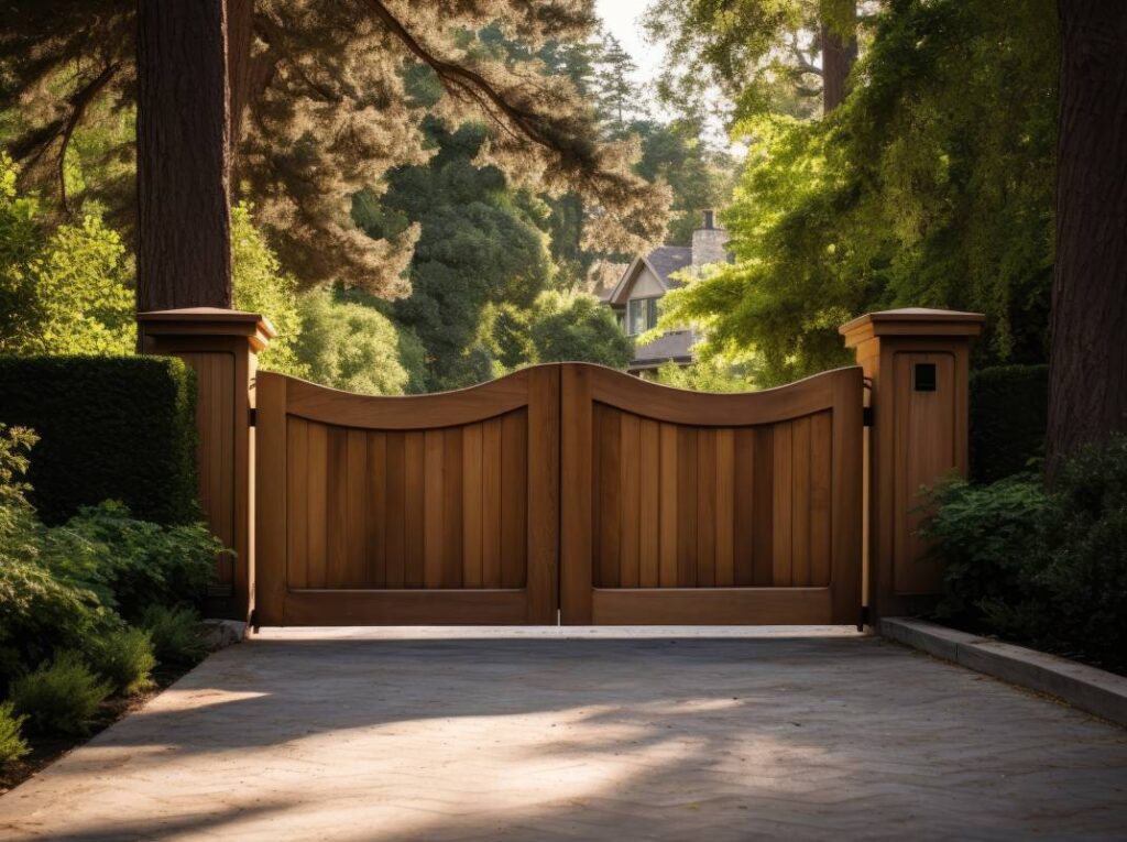 Custom wooden driveway gate